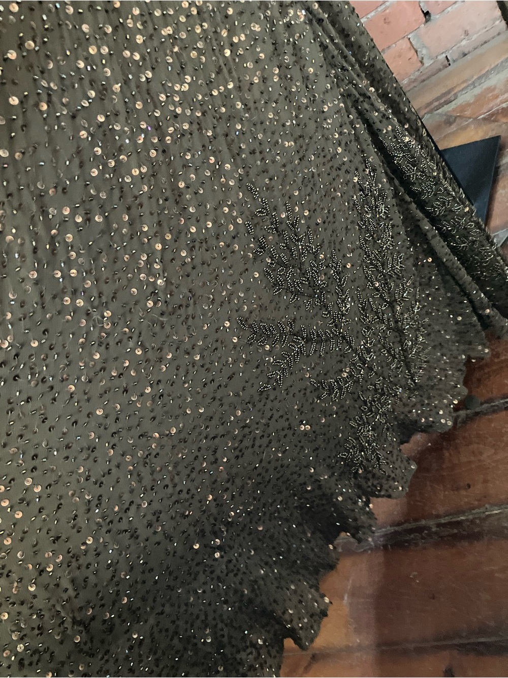Sue Wong Olive Green Beaded Cowl Neck Camisole - Picture 3 of 16